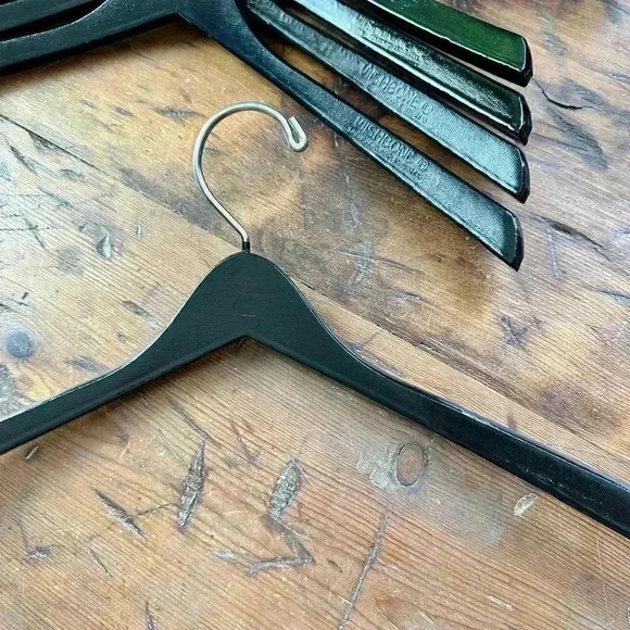 Wishbone 17" Black Wood Coat Hangers Set of 5 - Picture 3 of 4